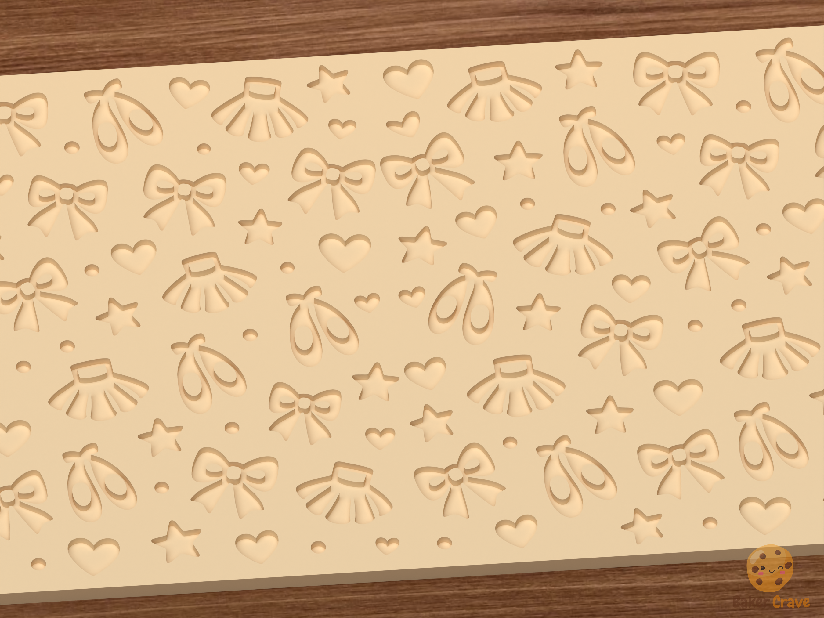 Ballet Dance Textured Roller STL File - 03 close detail deboss