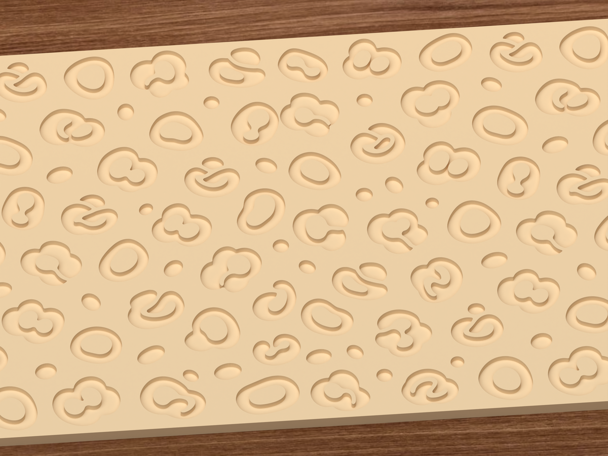 Leopard Animal Print Textured Roller STL File - 03 close detail deboss