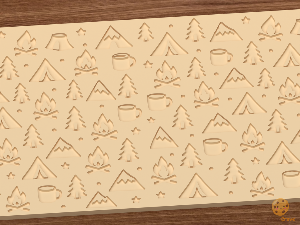 Camping Adventure Textured Roller STL File - 03 close detail deboss