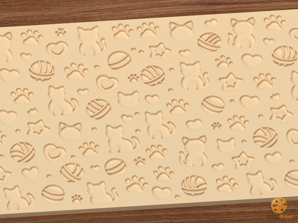 Kitty Yarn Textured Roller STL File - 03 close detail deboss