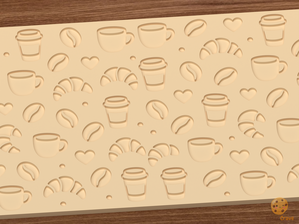 Coffee Shop Pastry Textured Roller STL File - 03 close detail deboss