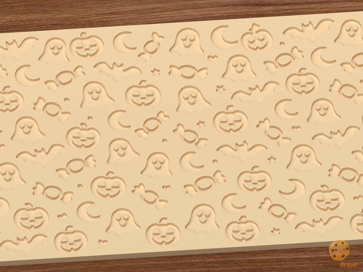 Cute Halloween Textured Roller STL File - 03 close detail deboss