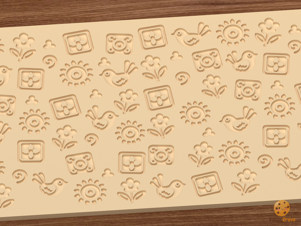 Mexican Talavera Tile Motifs Textured Roller STL File