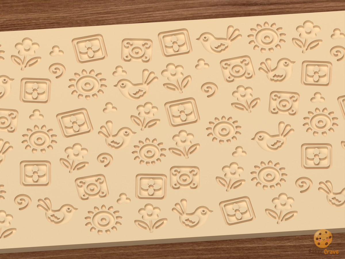 Mexican Talavera Tile Motifs Textured Roller STL File
