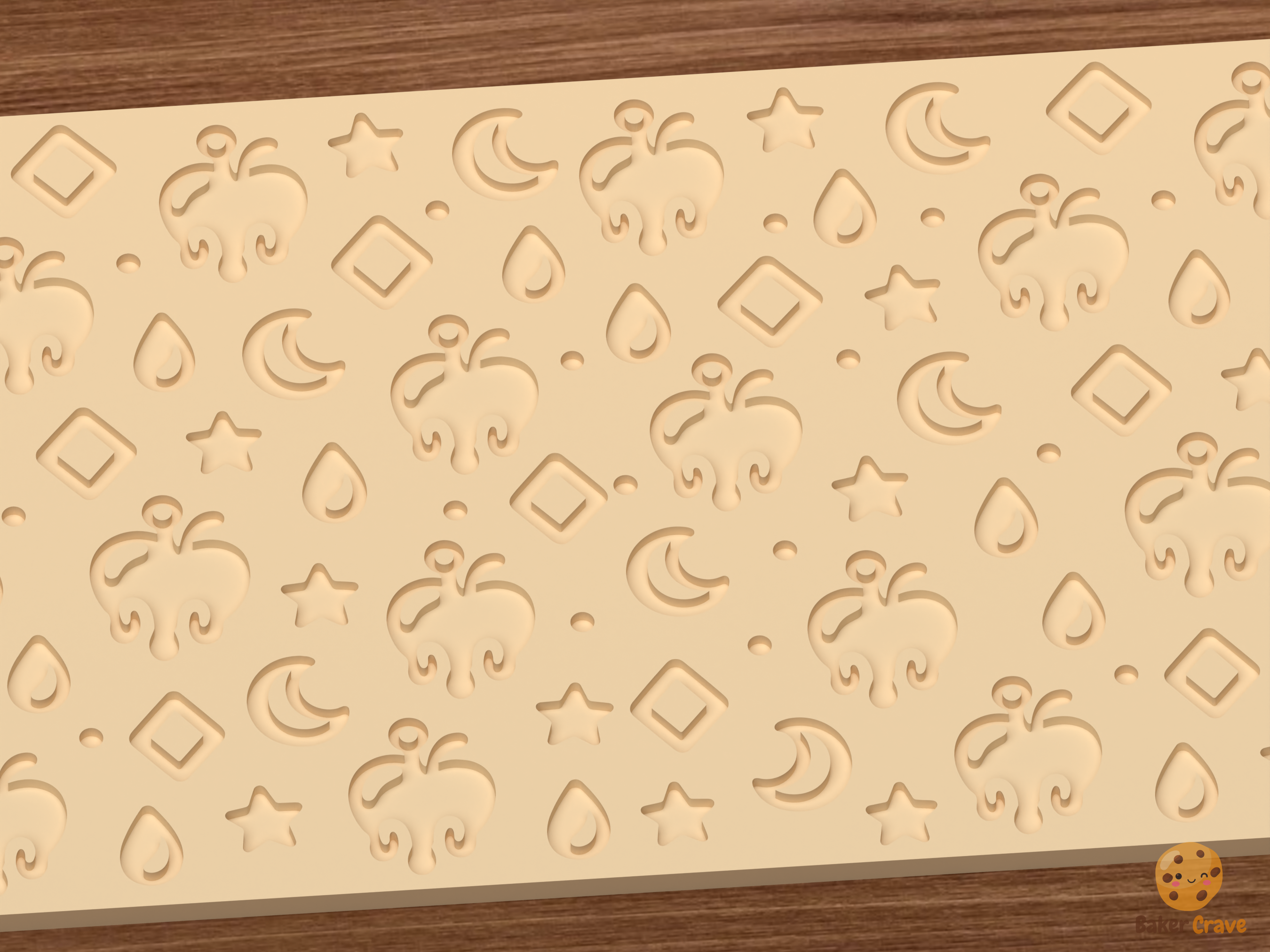 Poison Apple Charms Textured Roller STL File - 03 close detail deboss