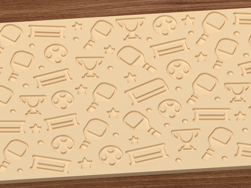 Pickleball Awards Textured Roller STL File - 03 close detail deboss