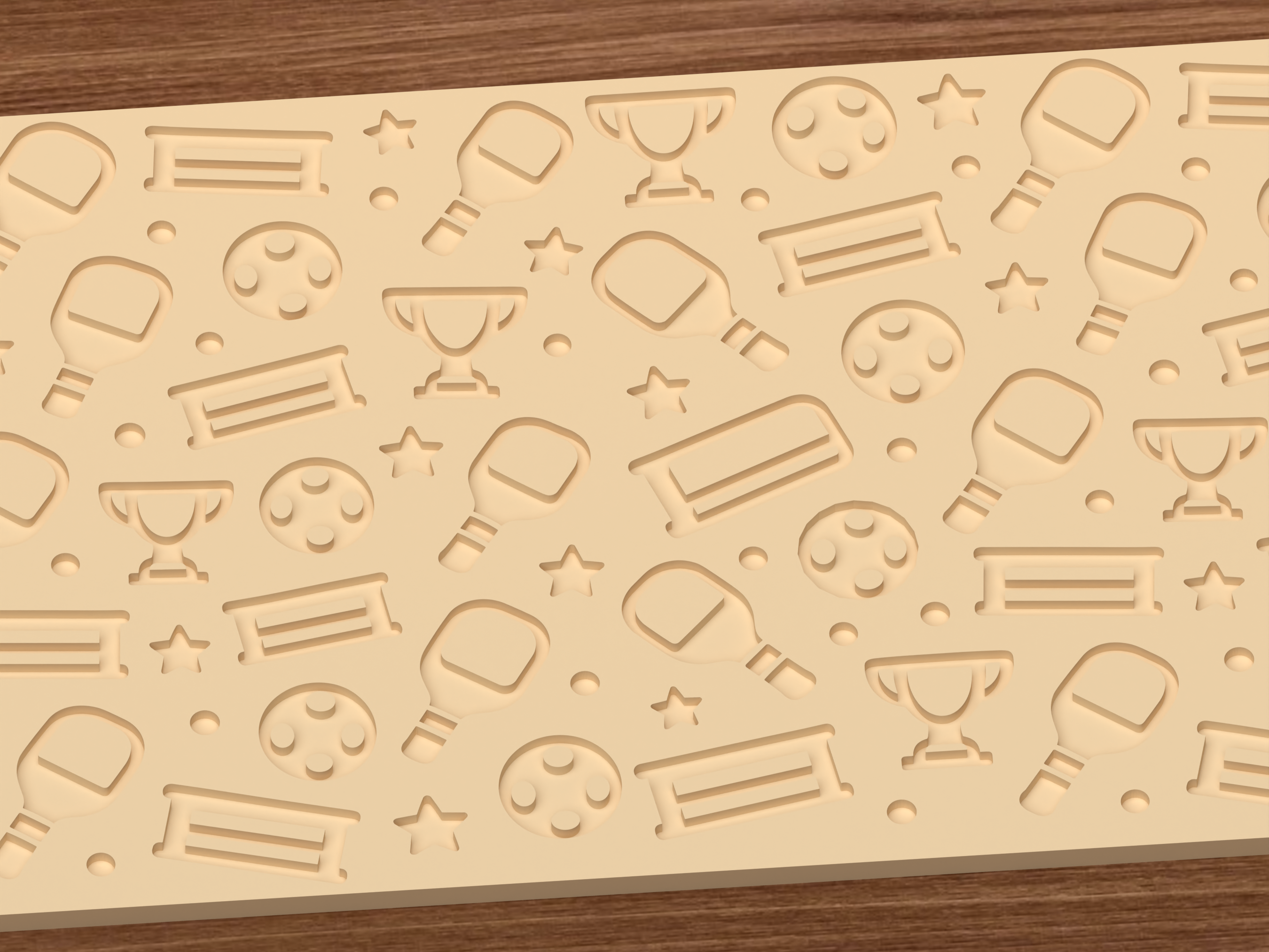 Pickleball Awards Textured Roller STL File - 03 close detail deboss