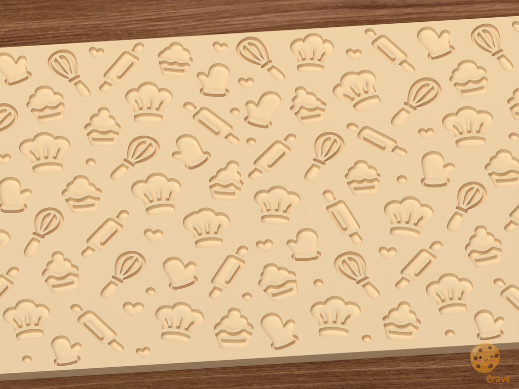 Baking Kitchen Chef Textured Roller STL File - 03 close detail deboss
