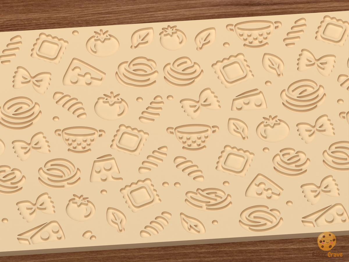 Pasta Night Textured Roller STL File - 03 close detail deboss