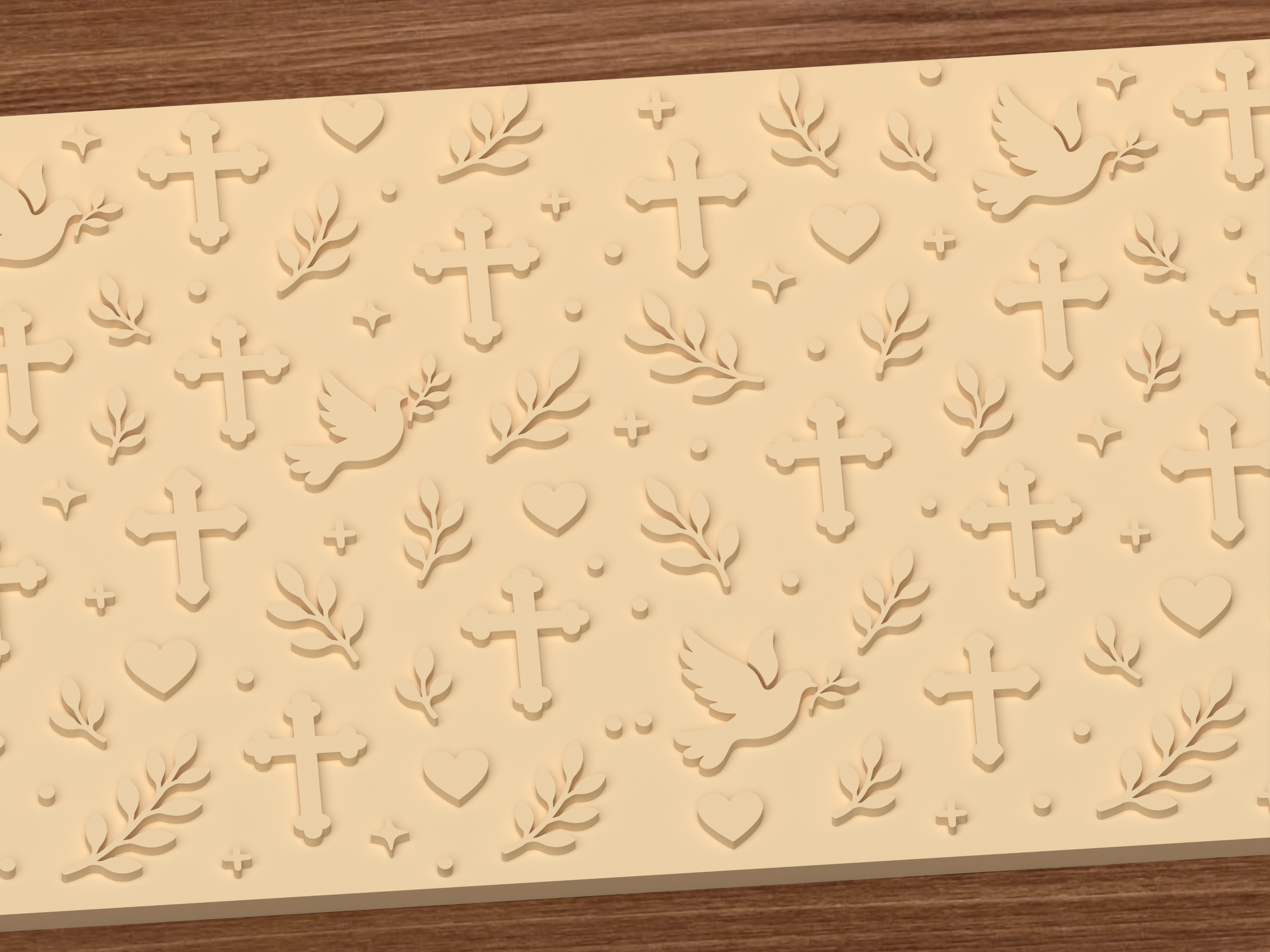 Faith & Dove Textured Roller STL File - 03 close detail emboss