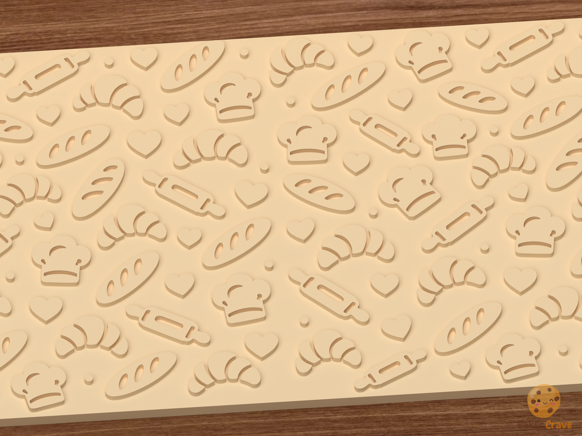 Bakery Pastry Textured Roller STL File - 03 close detail emboss