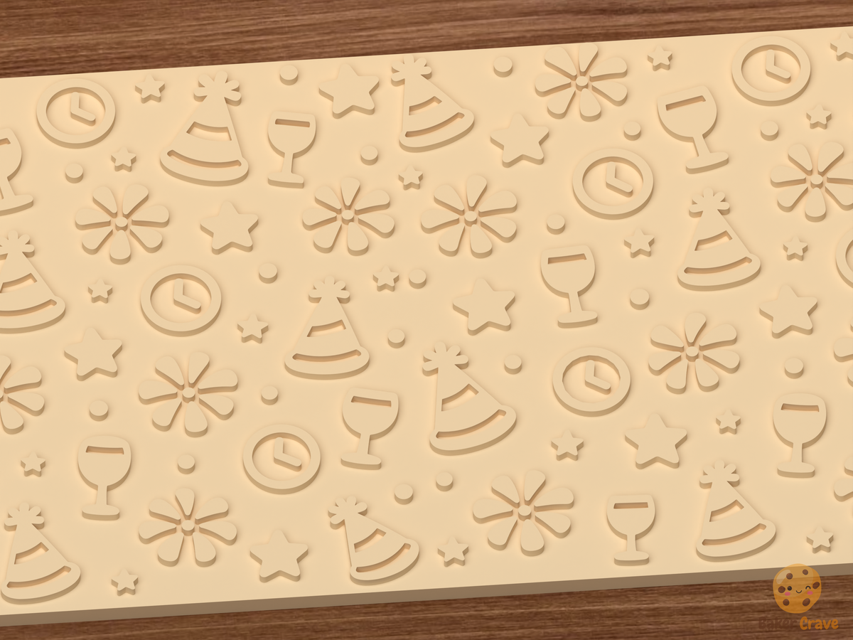 New Year Celebration Textured Roller - 03 close detail emboss