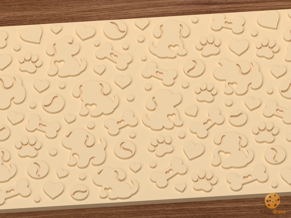Puppy Love Textured Roller STL File - 03 close detail emboss