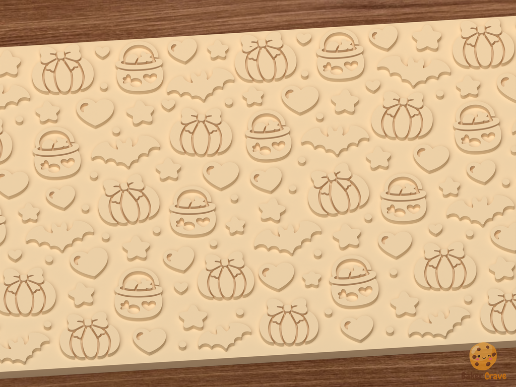 Pastelween Bow Pumpkin Textured Roller STL File - 03 close detail emboss