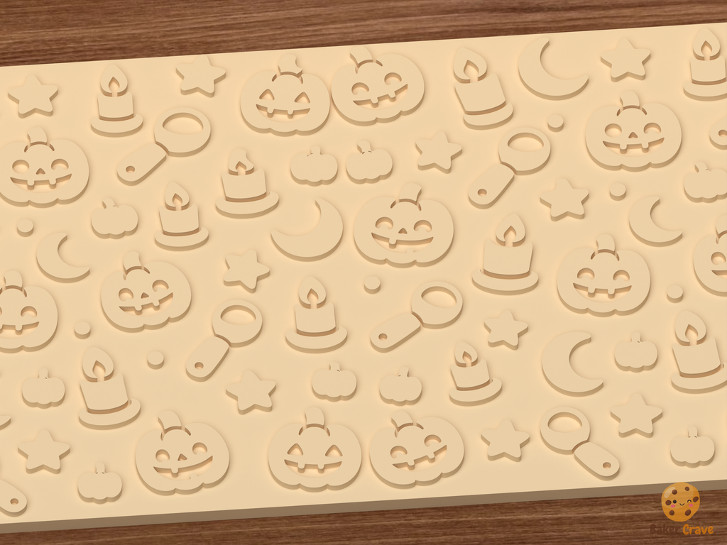 Pumpkin Carving Night Textured Roller STL File - 03 close detail emboss