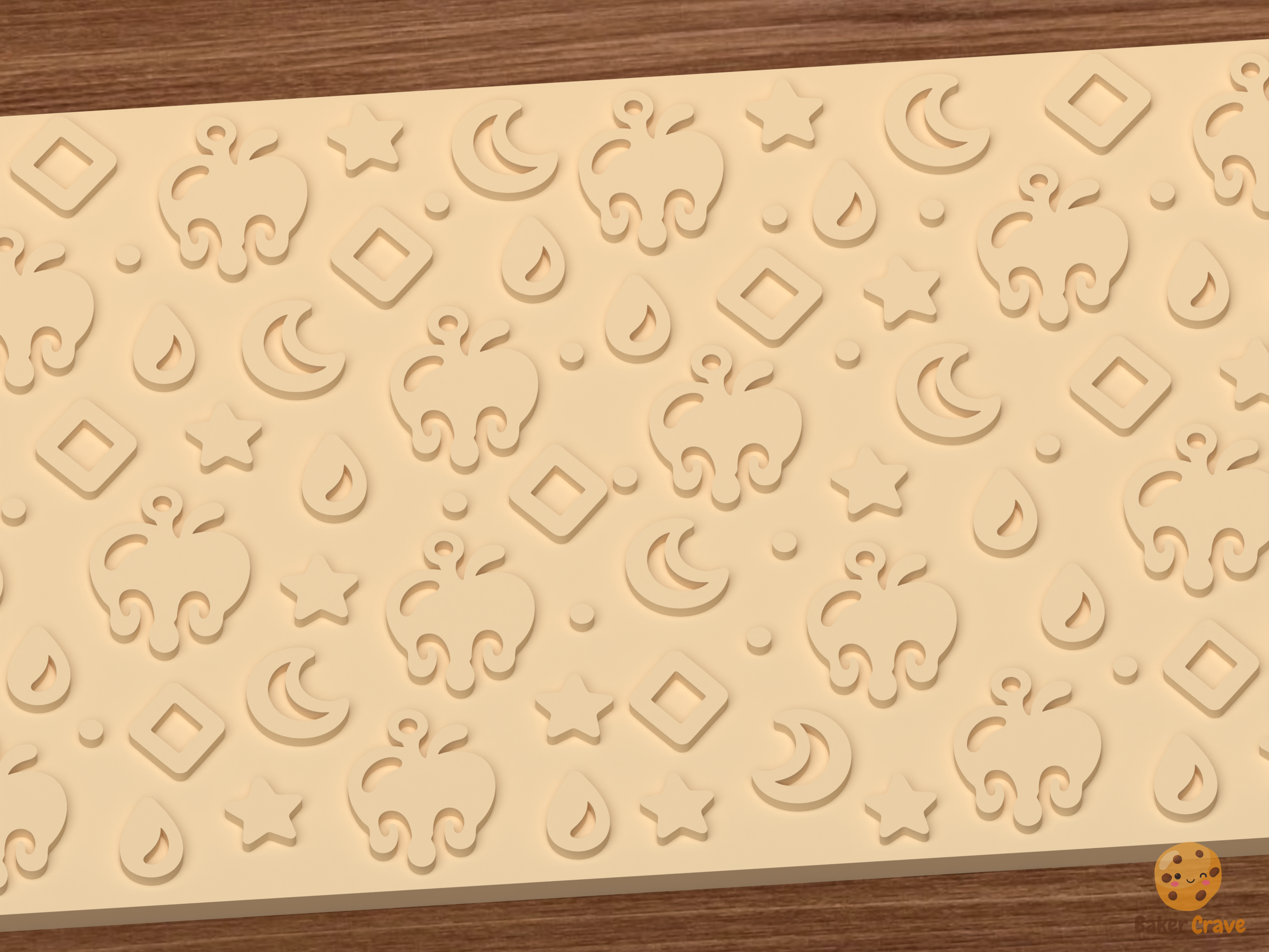 Poison Apple Charms Textured Roller STL File - 03 close detail emboss