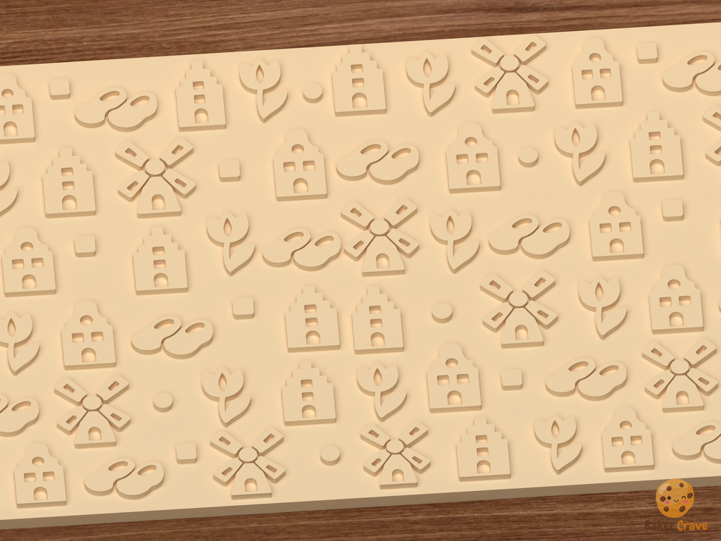 Dutch Canal Houses Windmills Textured Roller STL File