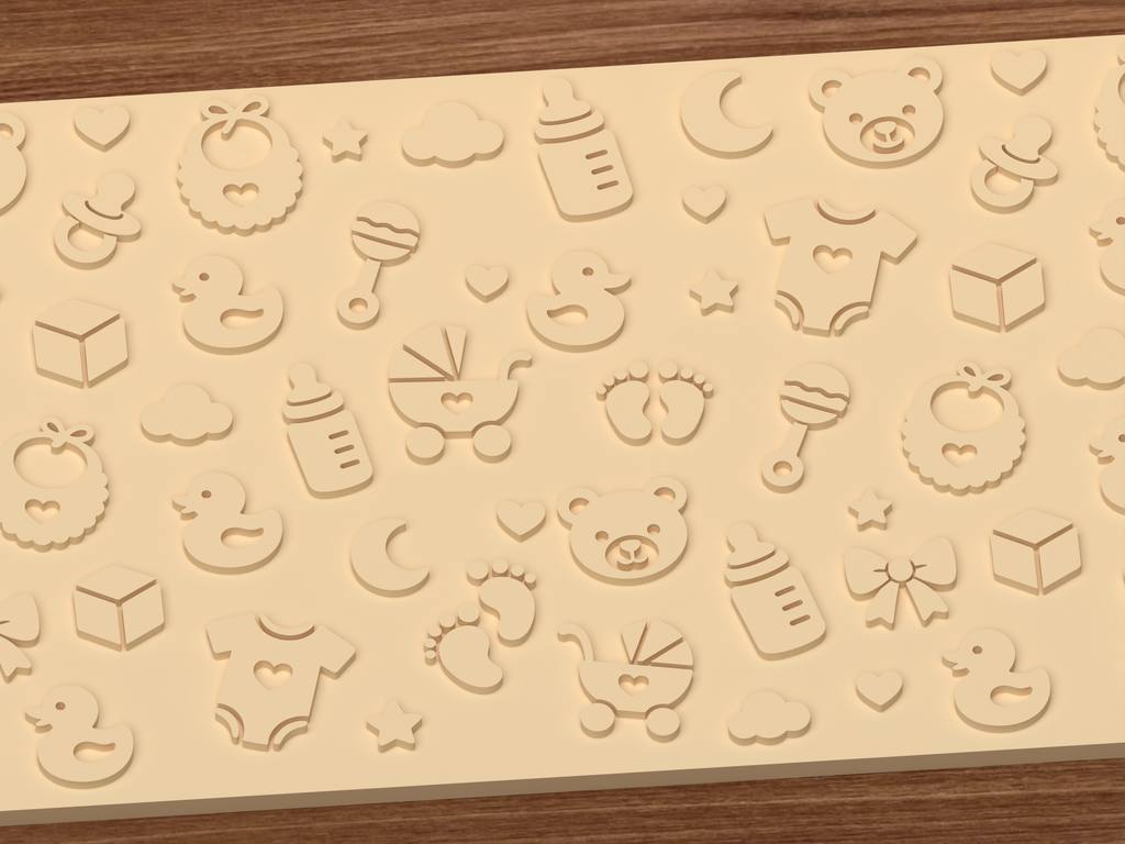 Baby Shower Textured Roller STL File - 03 close detail emboss