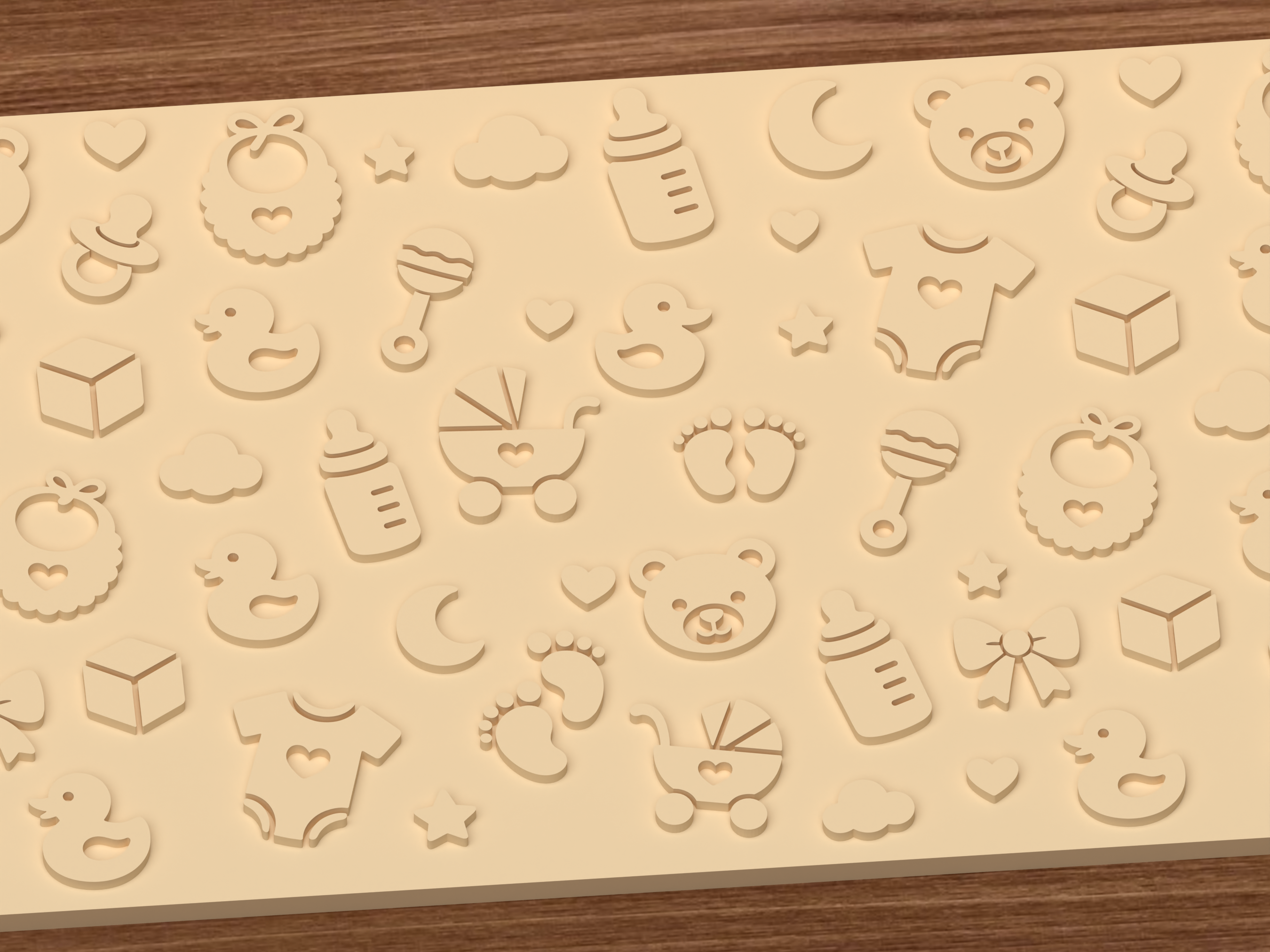Baby Shower Textured Roller STL File - 03 close detail emboss
