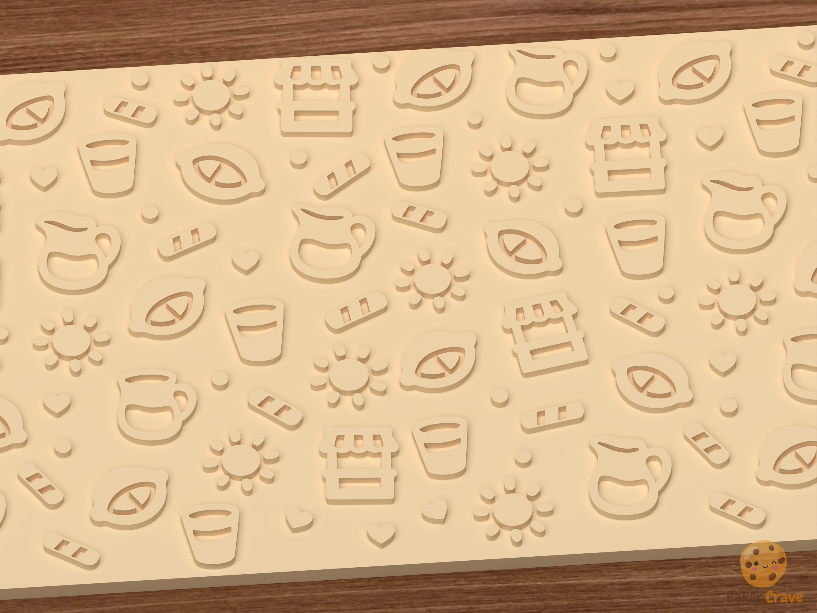 Lemonade Stand Textured Roller STL File - 03 close detail emboss
