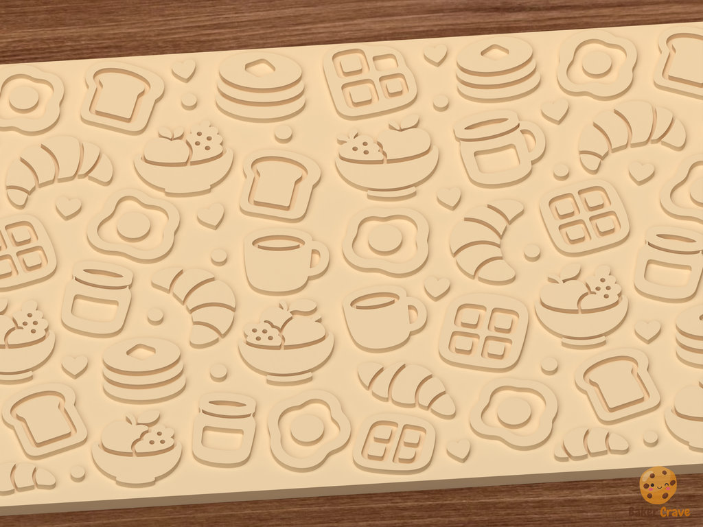 Breakfast Brunch Textured Roller STL File