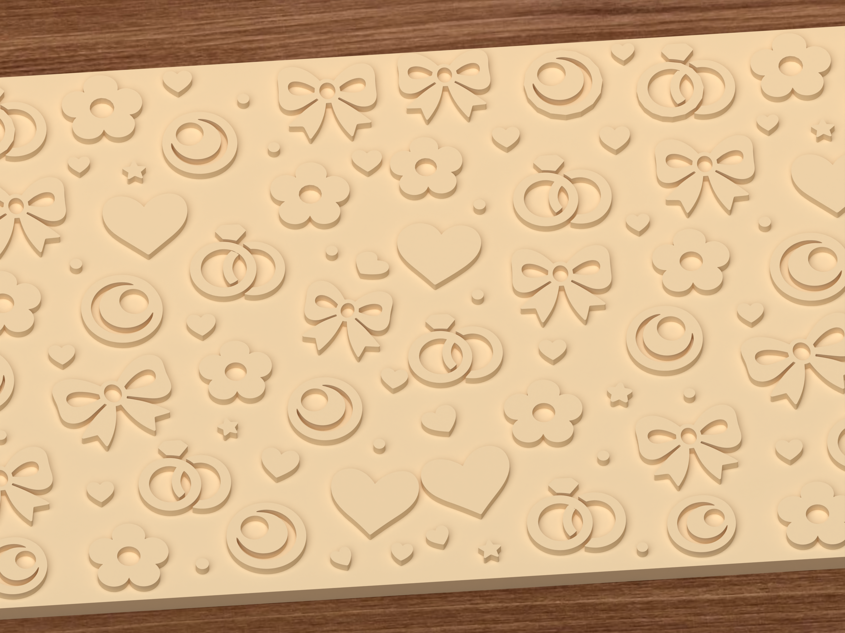 Romantic Wedding Textured Roller STL File - 03 close detail emboss