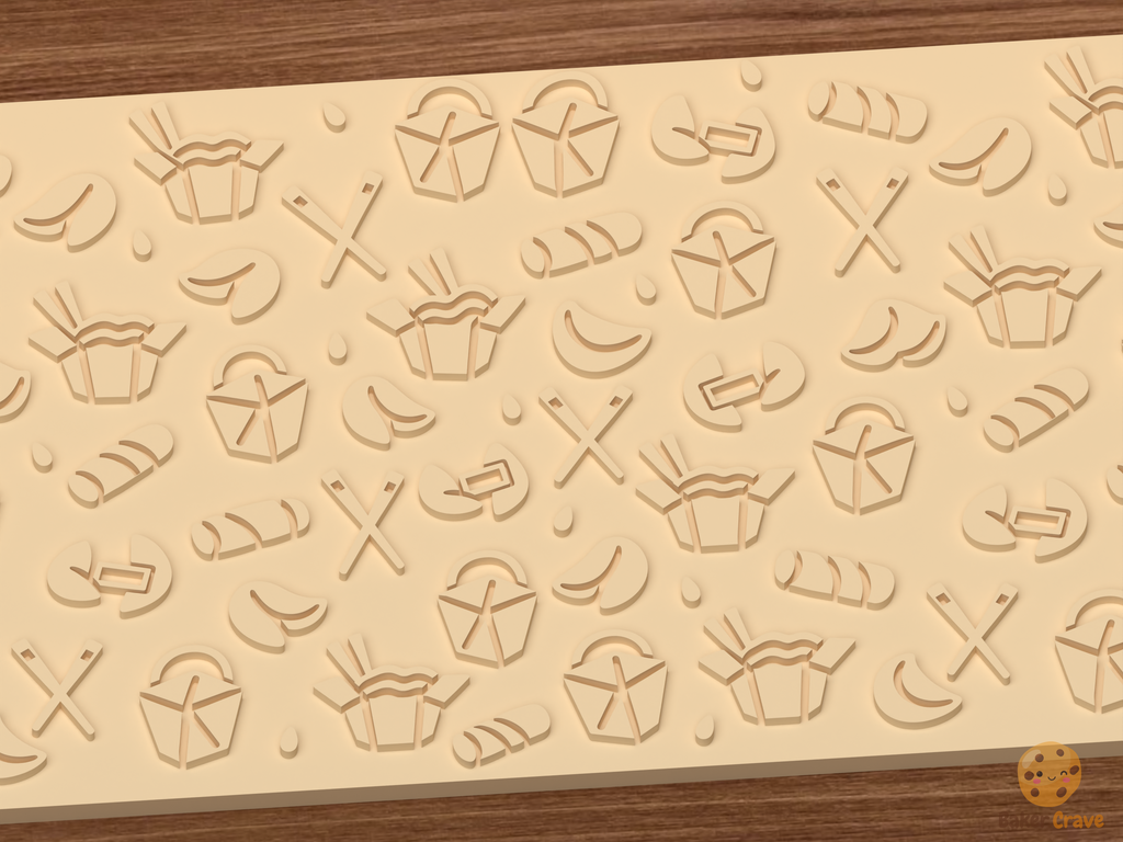 Chinese Takeout Fortune Cookies Textured Roller STL File