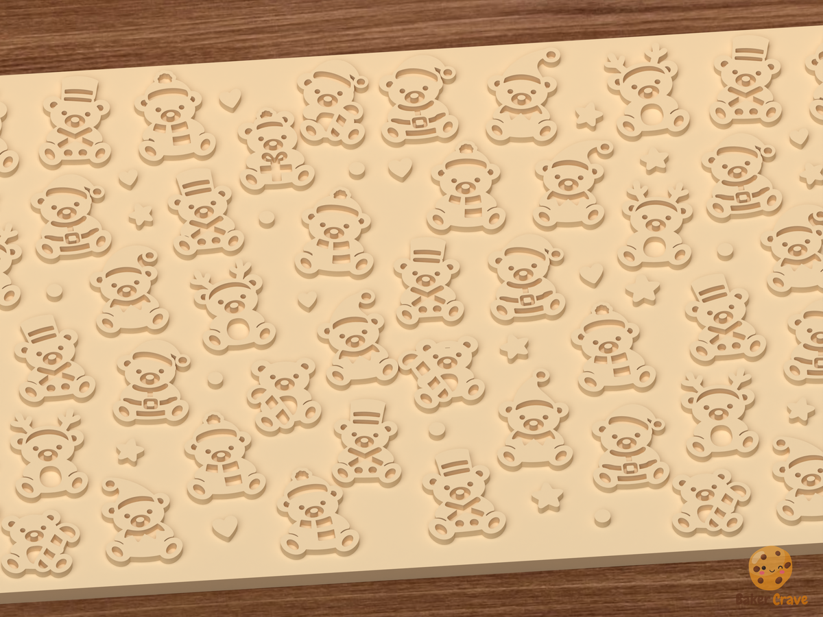 Christmas Teddy Bears In Holiday Costumes Textured Roller