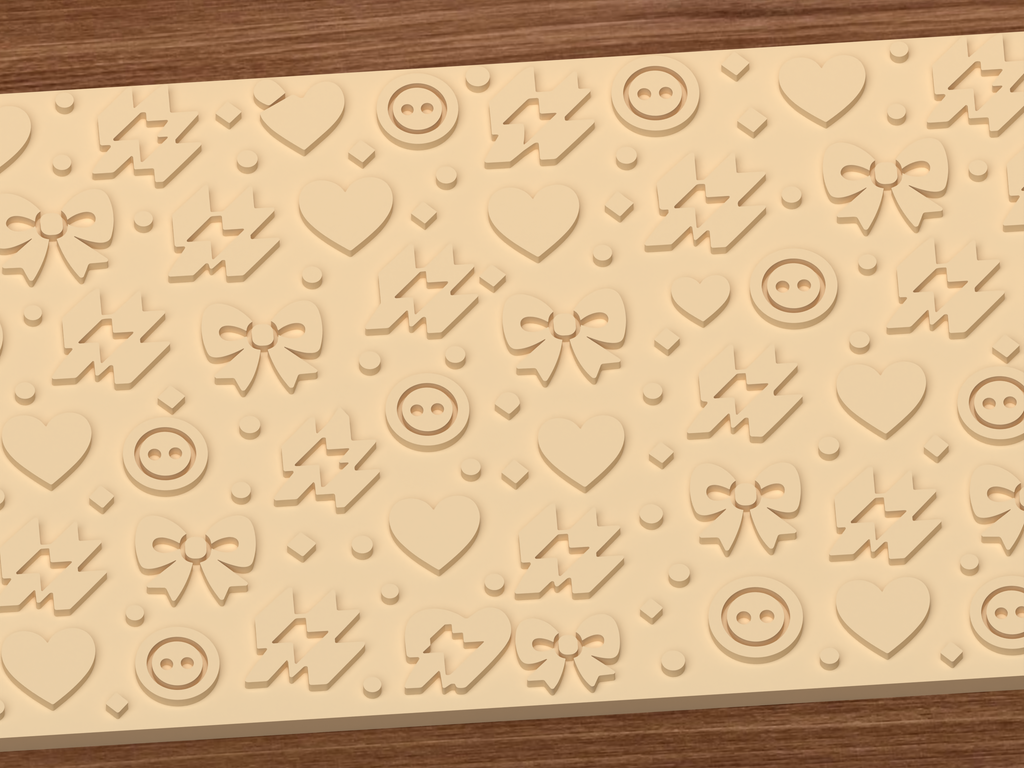 Kawaii Pop Icons Textured Roller STL File - 03 close detail emboss