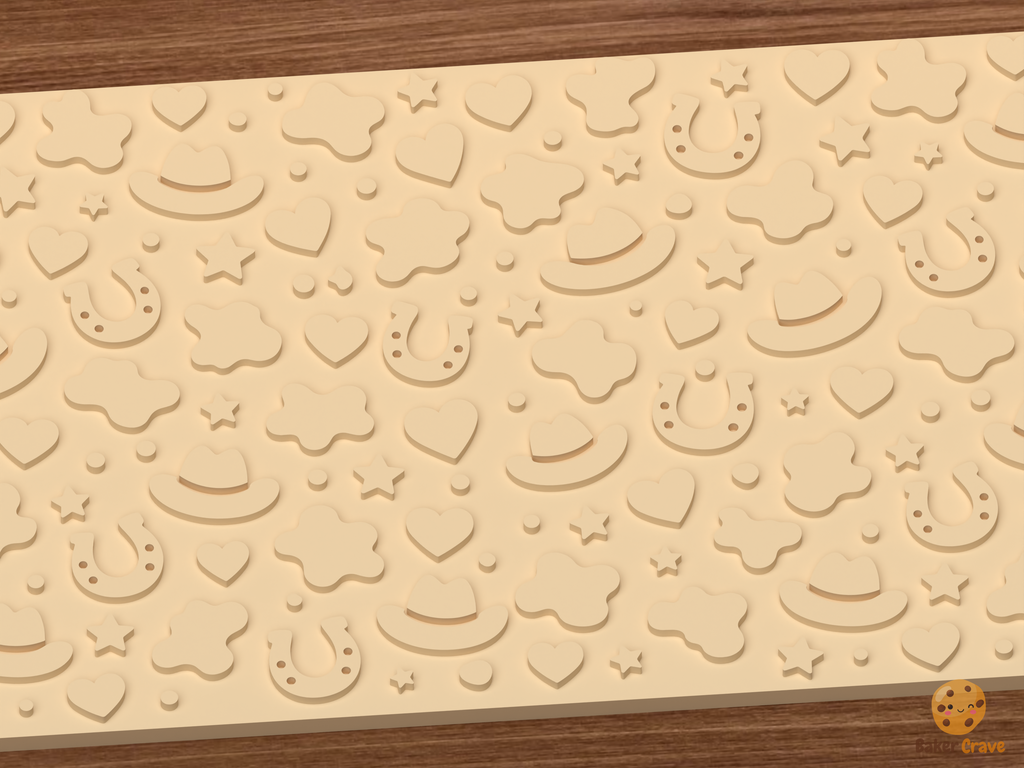 Cow Print Western Textured Roller STL File - 03 close detail emboss