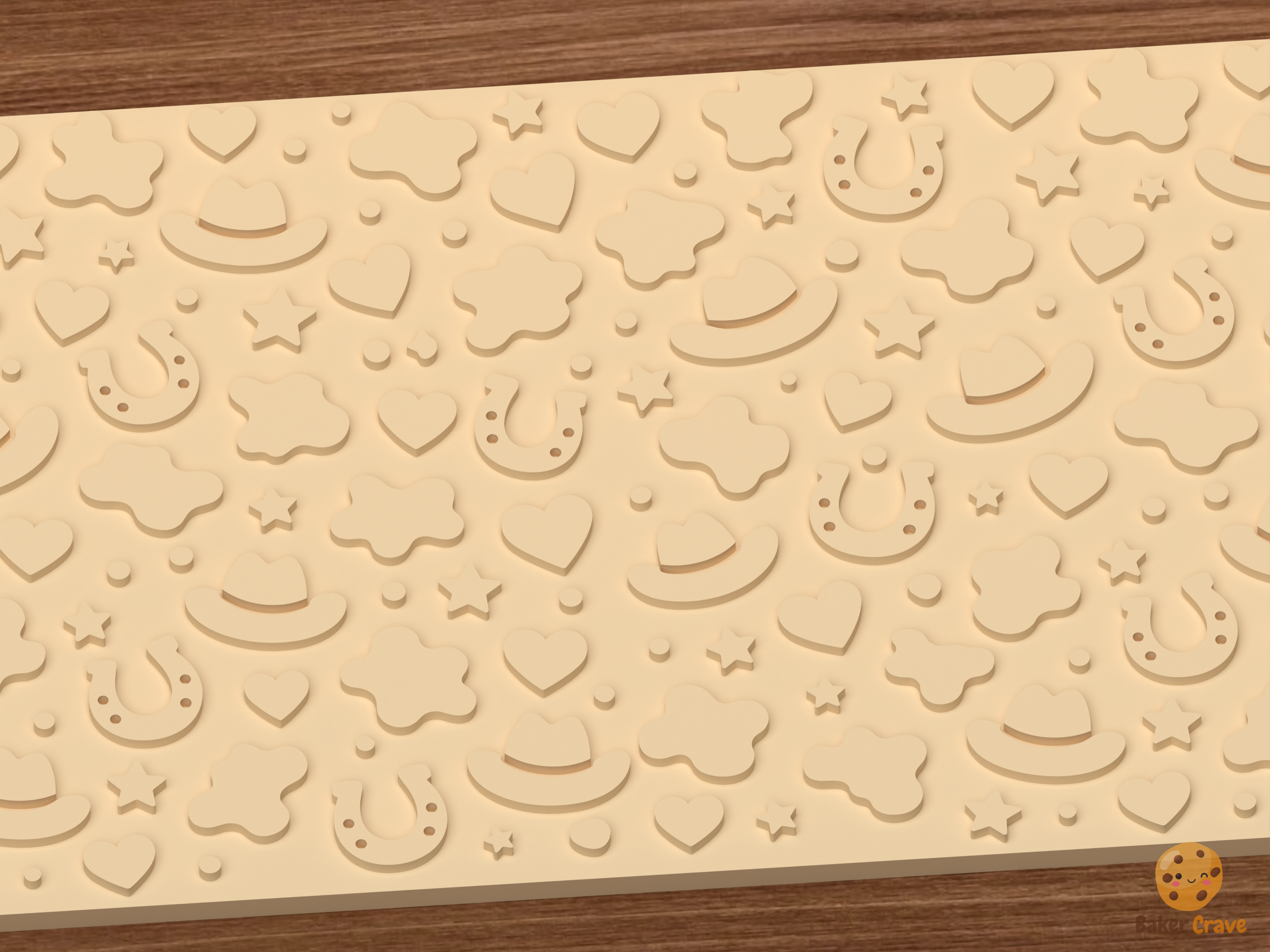 Cow Print Western Textured Roller STL File - 03 close detail emboss