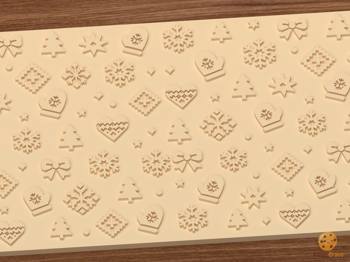 Nordic Winter Holiday Textured Roller STL File - 03 close detail emboss