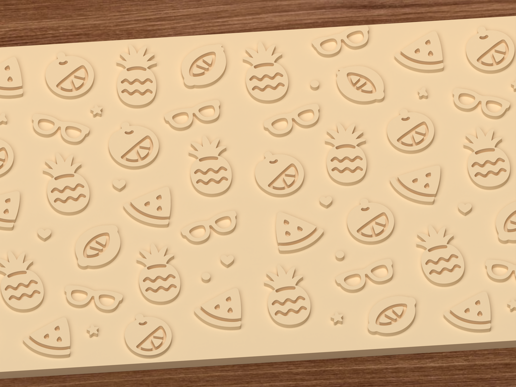 Summer Fruit Vacation Textured Roller STL File - 03 close detail emboss
