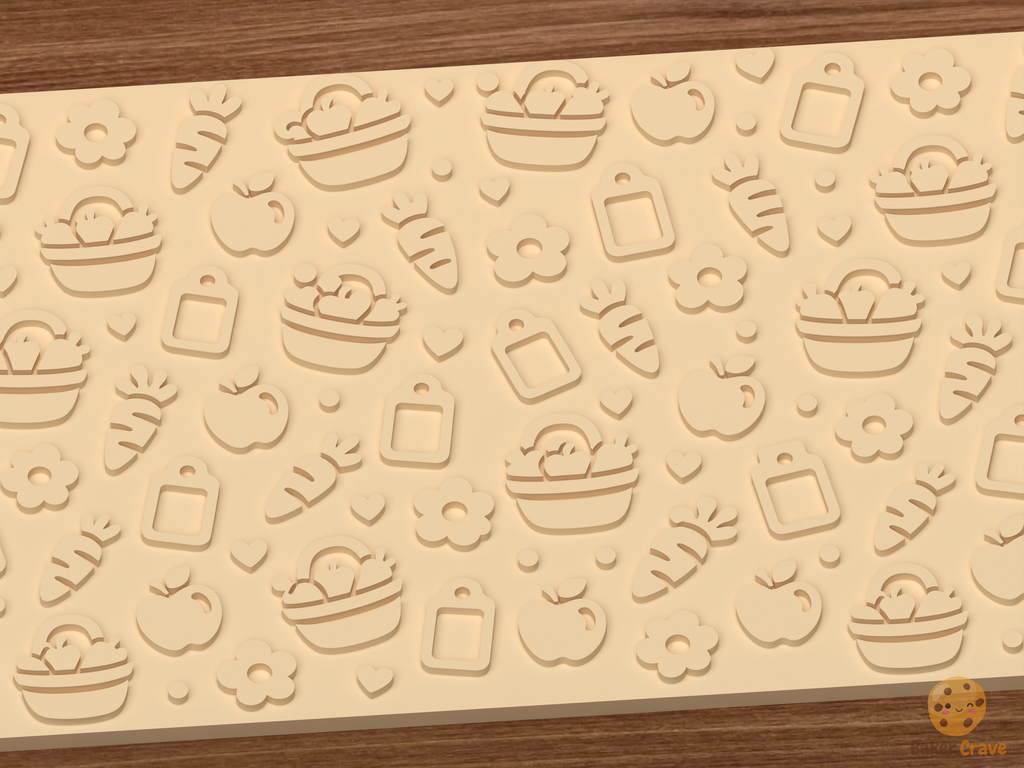 Farmers Market Harvest Textured Roller STL File - 03 close detail emboss