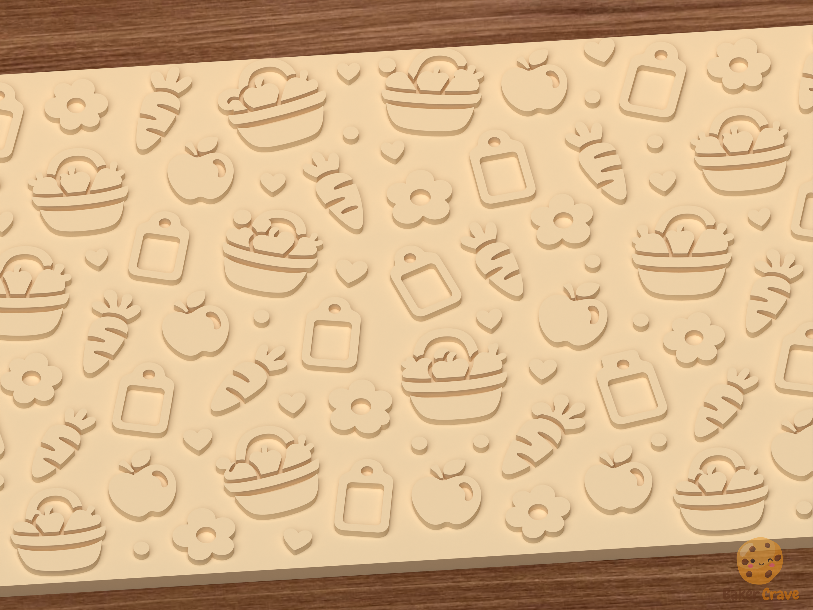 Farmers Market Harvest Textured Roller STL File - 03 close detail emboss
