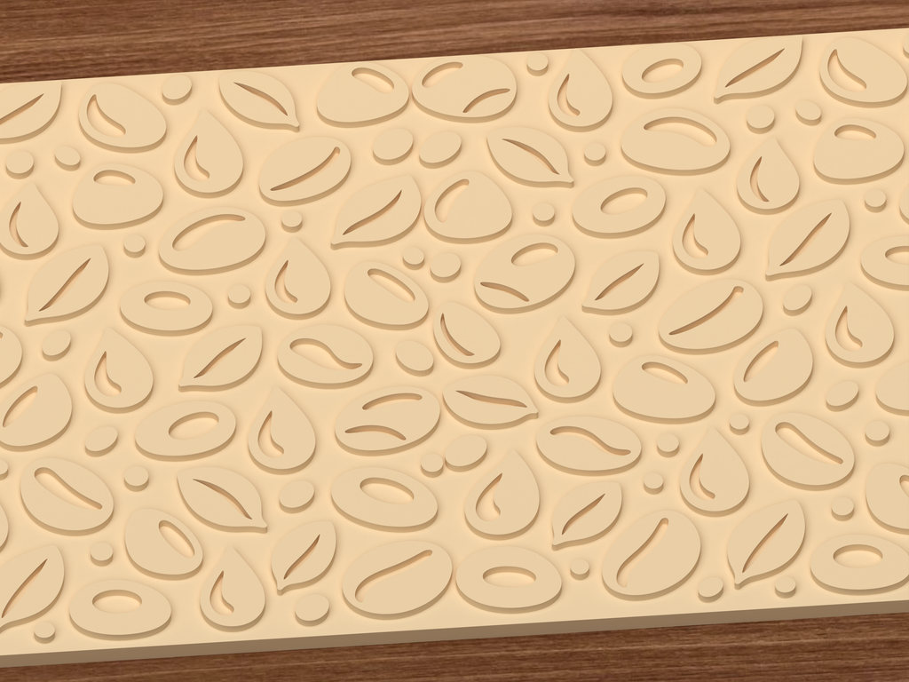 Coffee Bean Botanical Textured Roller STL File - 03 close detail emboss