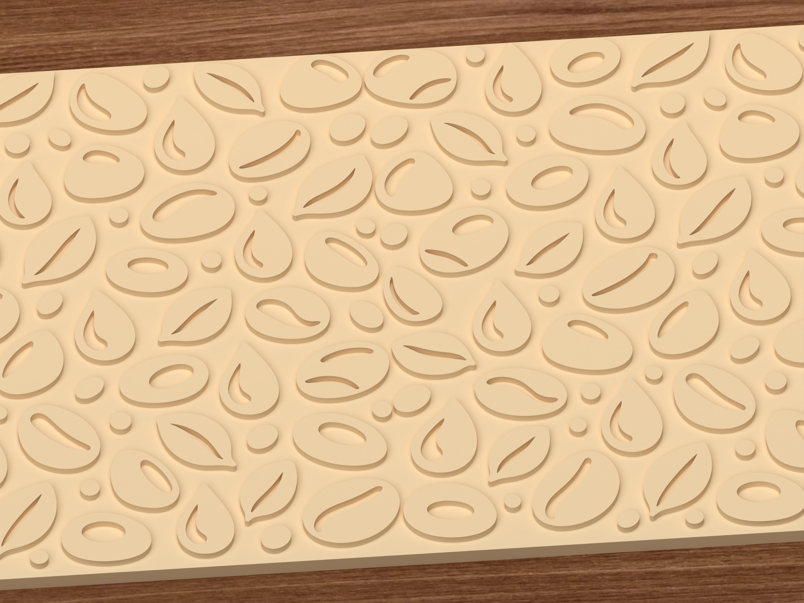Coffee Bean Botanical Textured Roller STL File - 03 close detail emboss