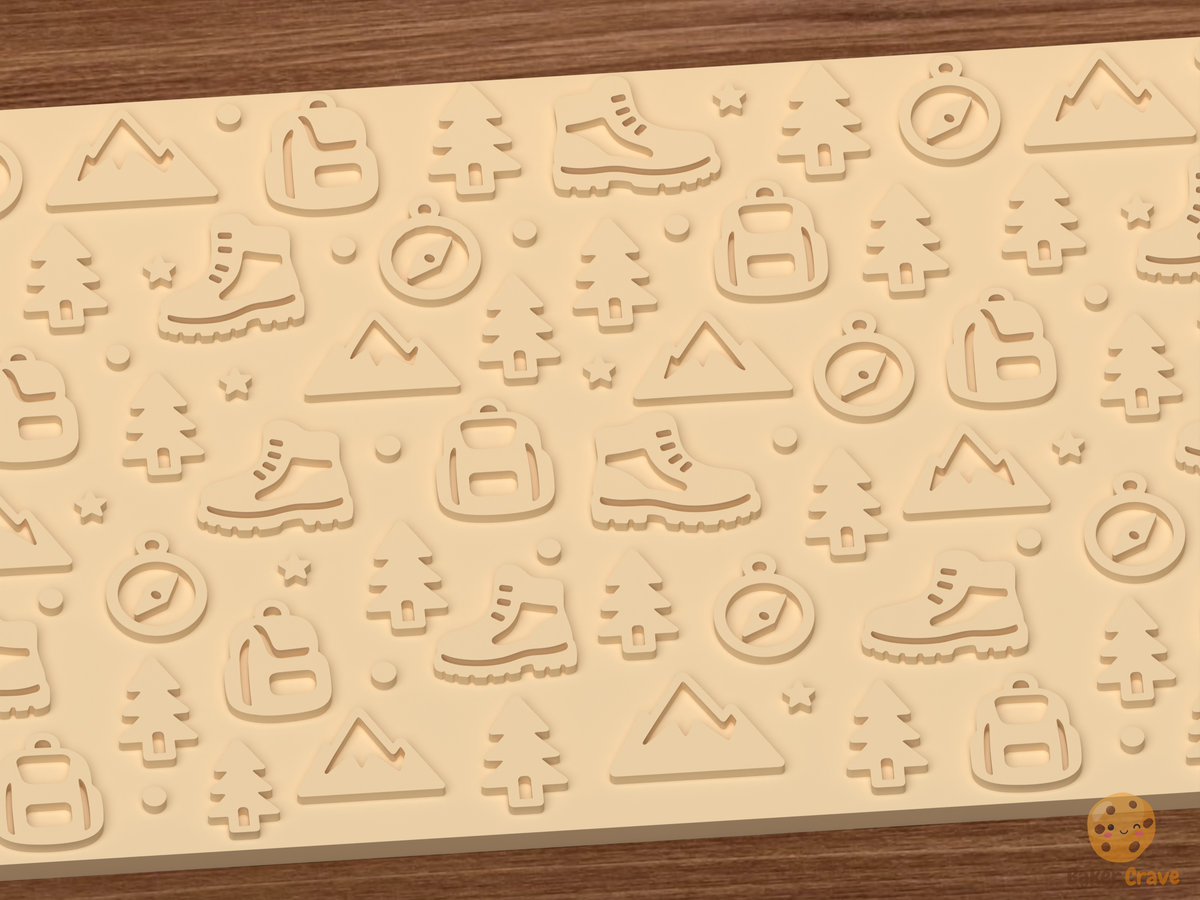 Hiking Adventure Textured Roller STL File - 03 close detail emboss
