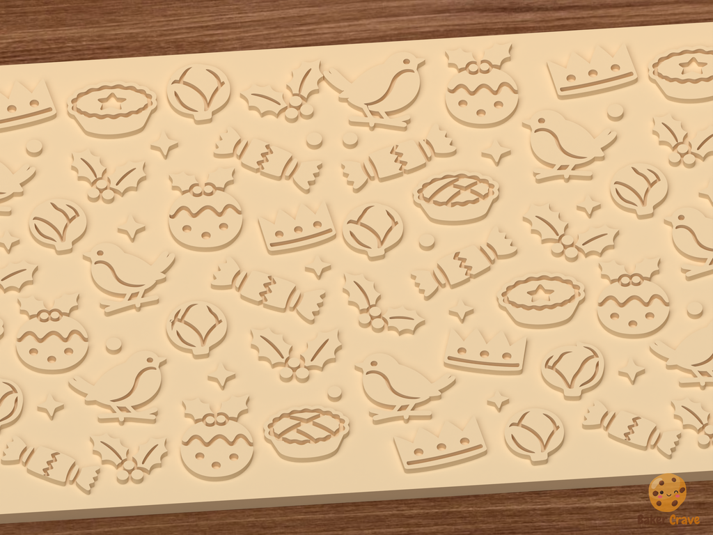 British Christmas Robin Pudding Crackers Textured Roller STL File