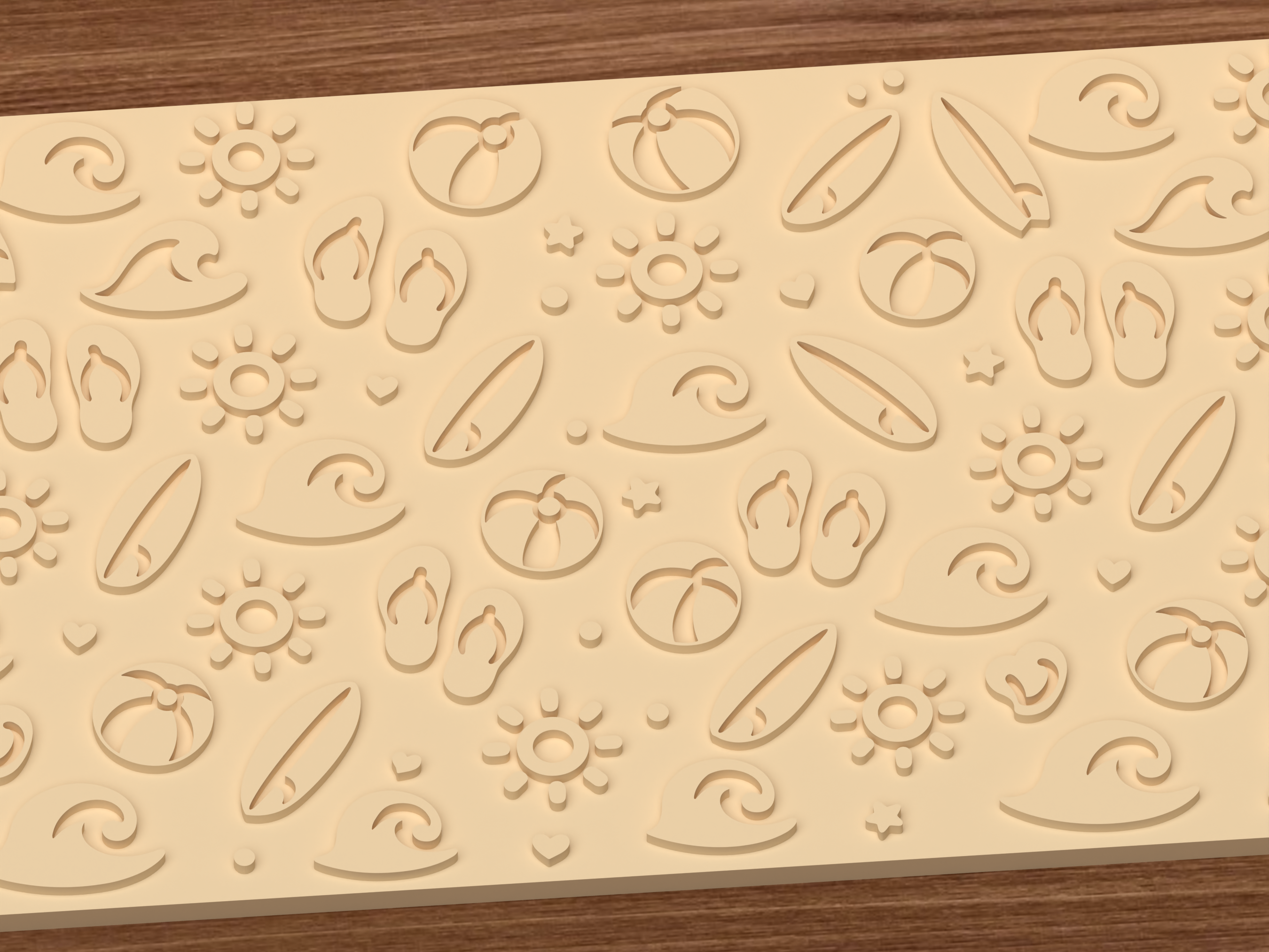 Beach Summer Textured Roller STL File - 03 close detail emboss