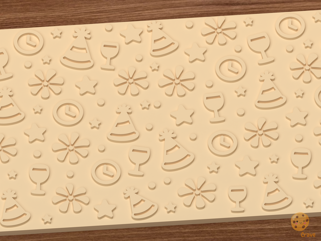 New Year Celebration Textured Roller STL File - 03 close detail emboss