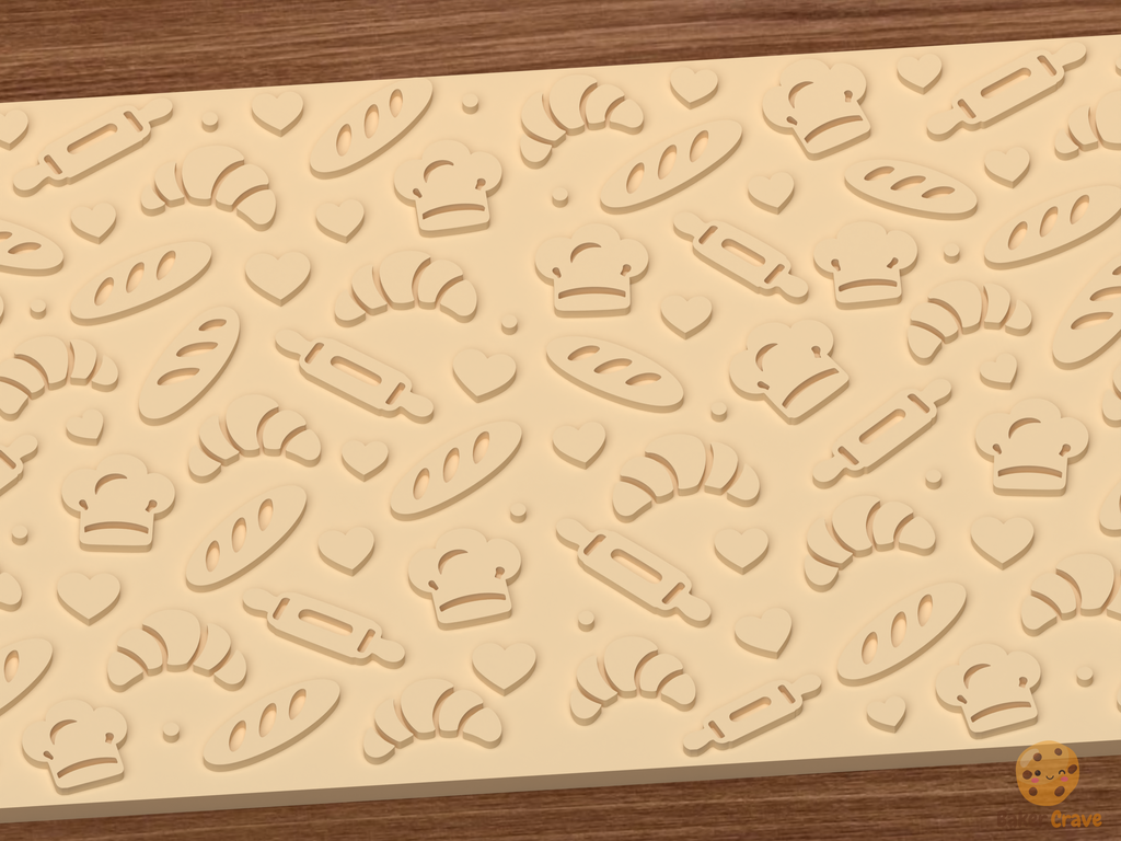 Bakery Pastry Textured Roller STL File - 03 close detail emboss