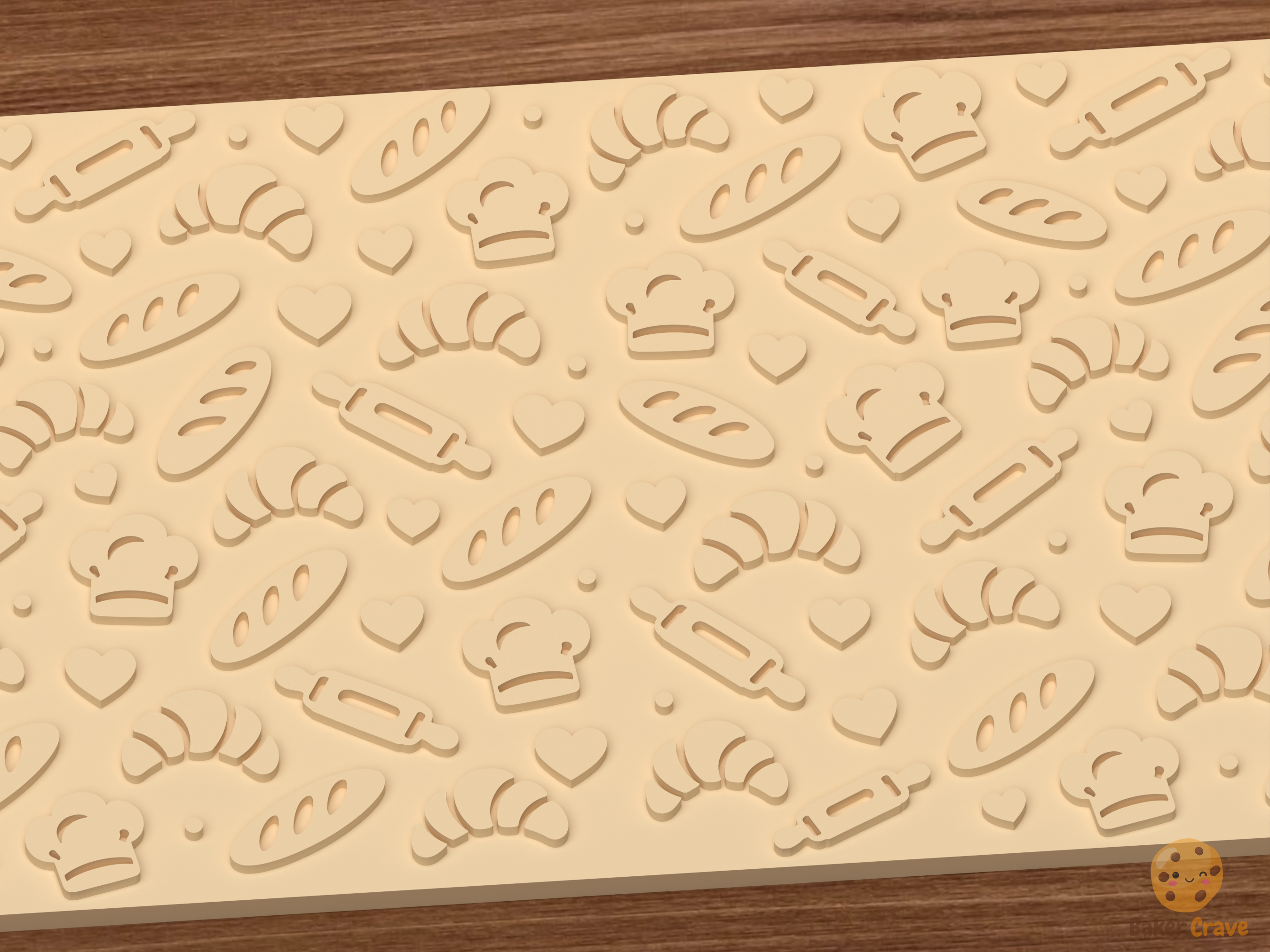 Bakery Pastry Textured Roller STL File - 03 close detail emboss