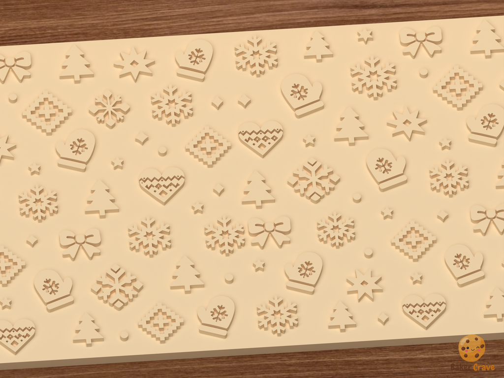 Nordic Winter Holiday Textured Roller STL File - 03 close detail emboss