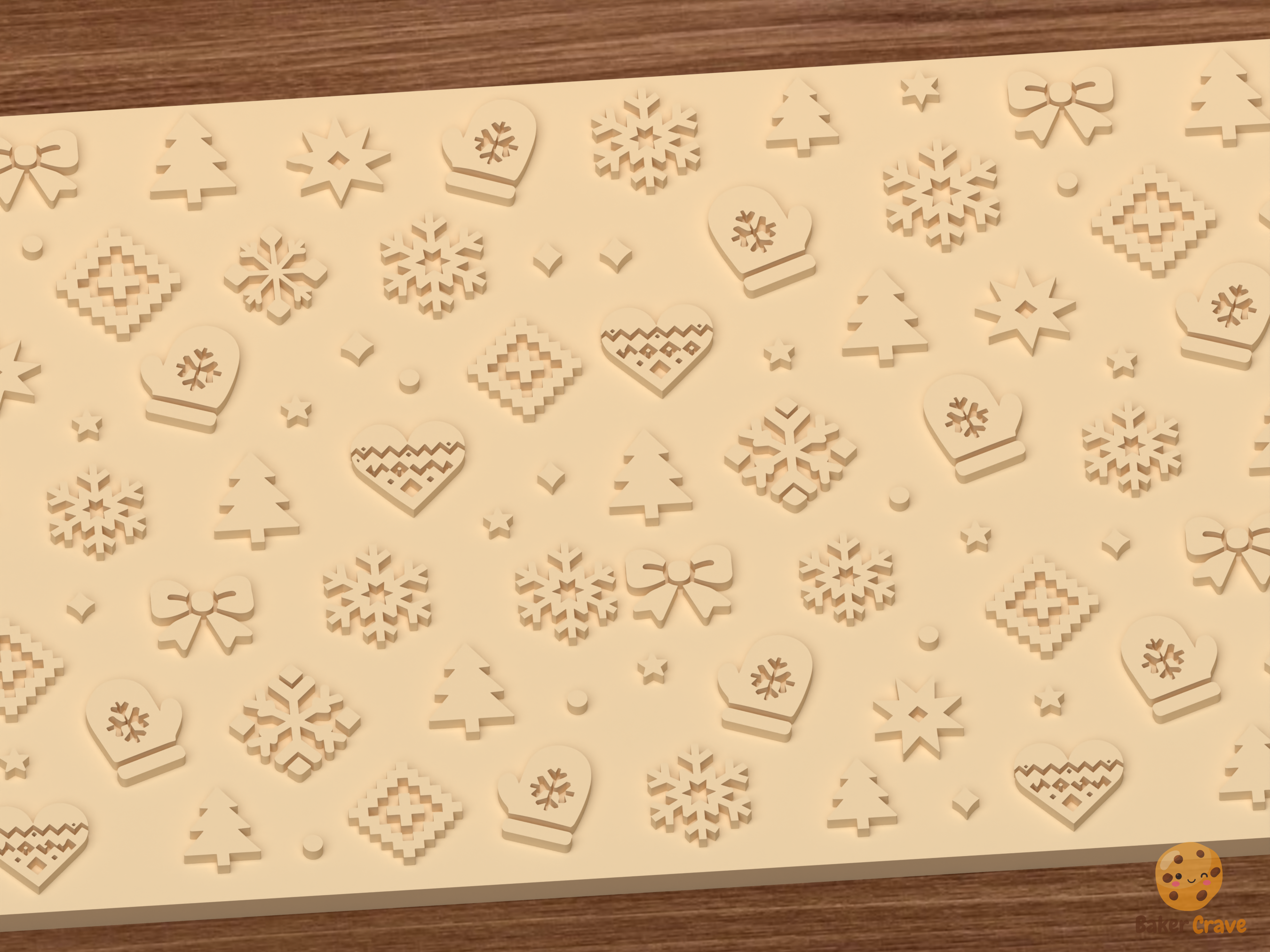 Nordic Winter Holiday Textured Roller STL File - 03 close detail emboss