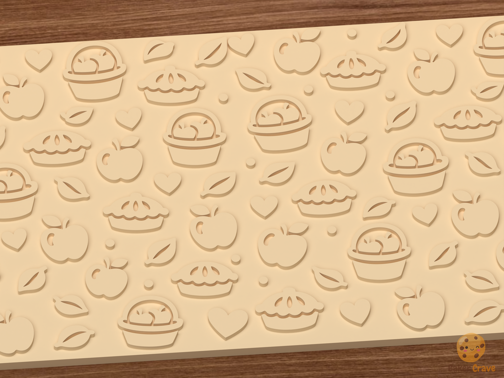 Apple Pie Orchard Textured Roller STL File - 03 close detail emboss