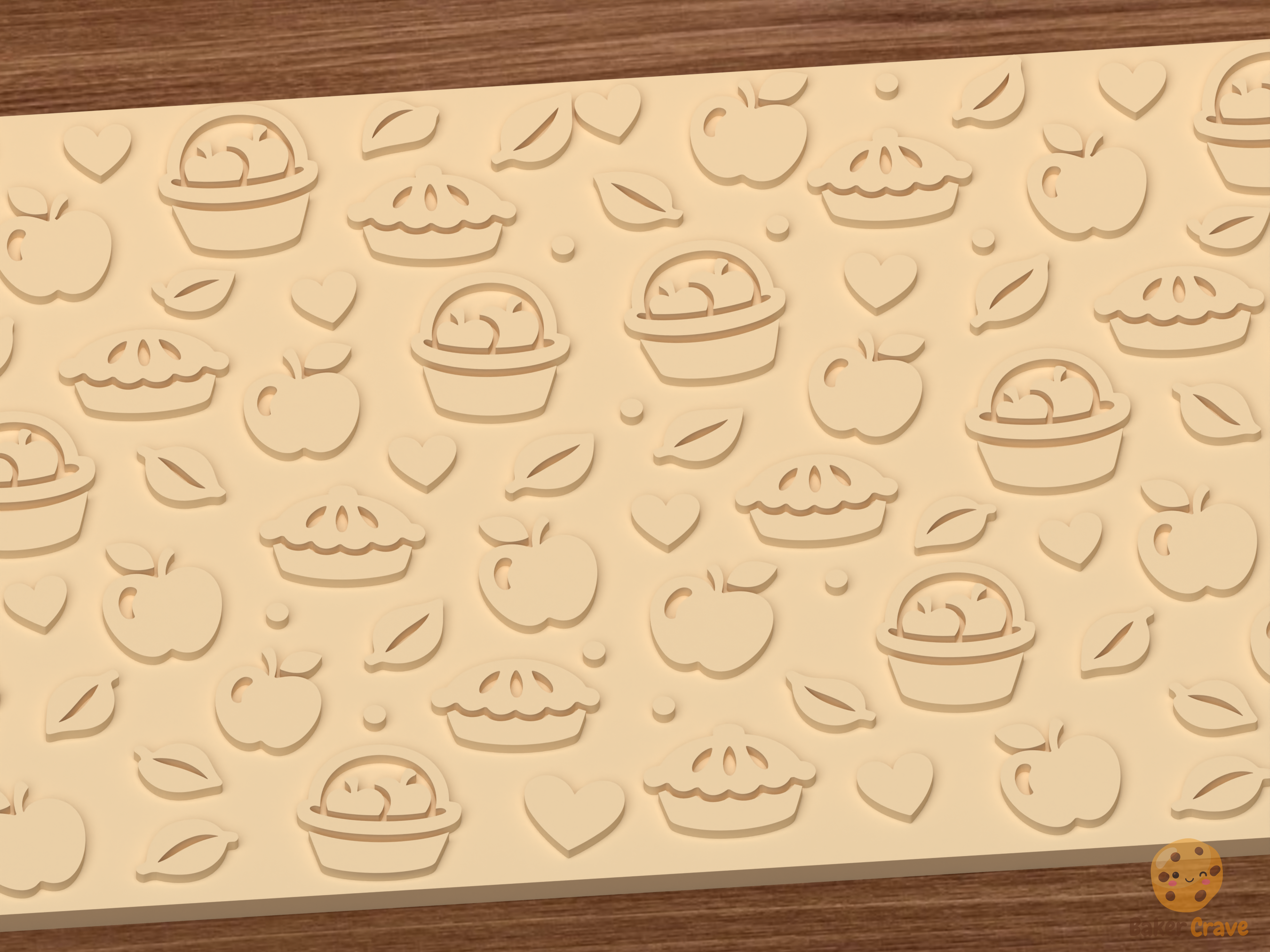 Apple Pie Orchard Textured Roller STL File - 03 close detail emboss