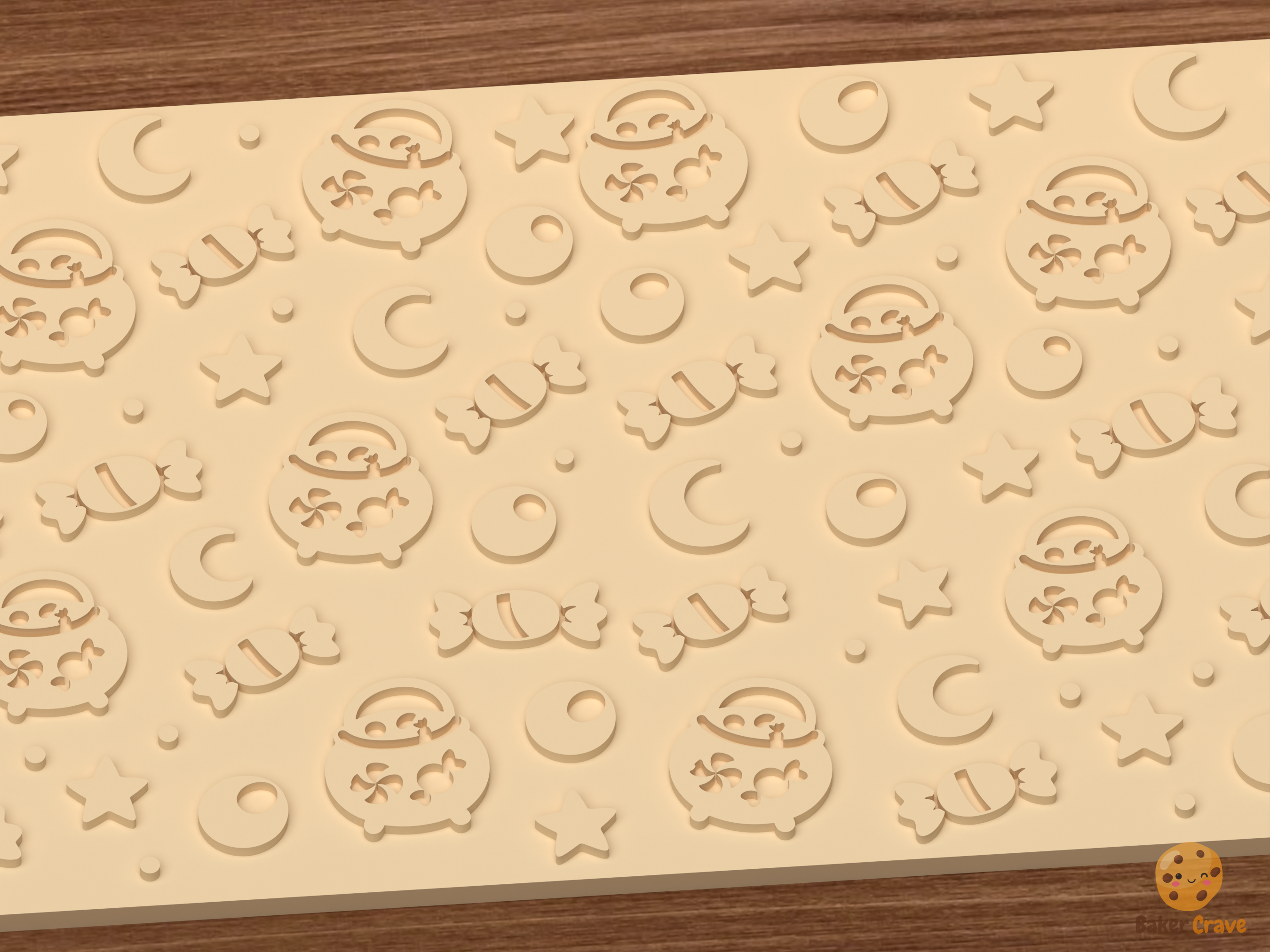 Candy Cauldron Textured Roller STL File - 03 close detail emboss