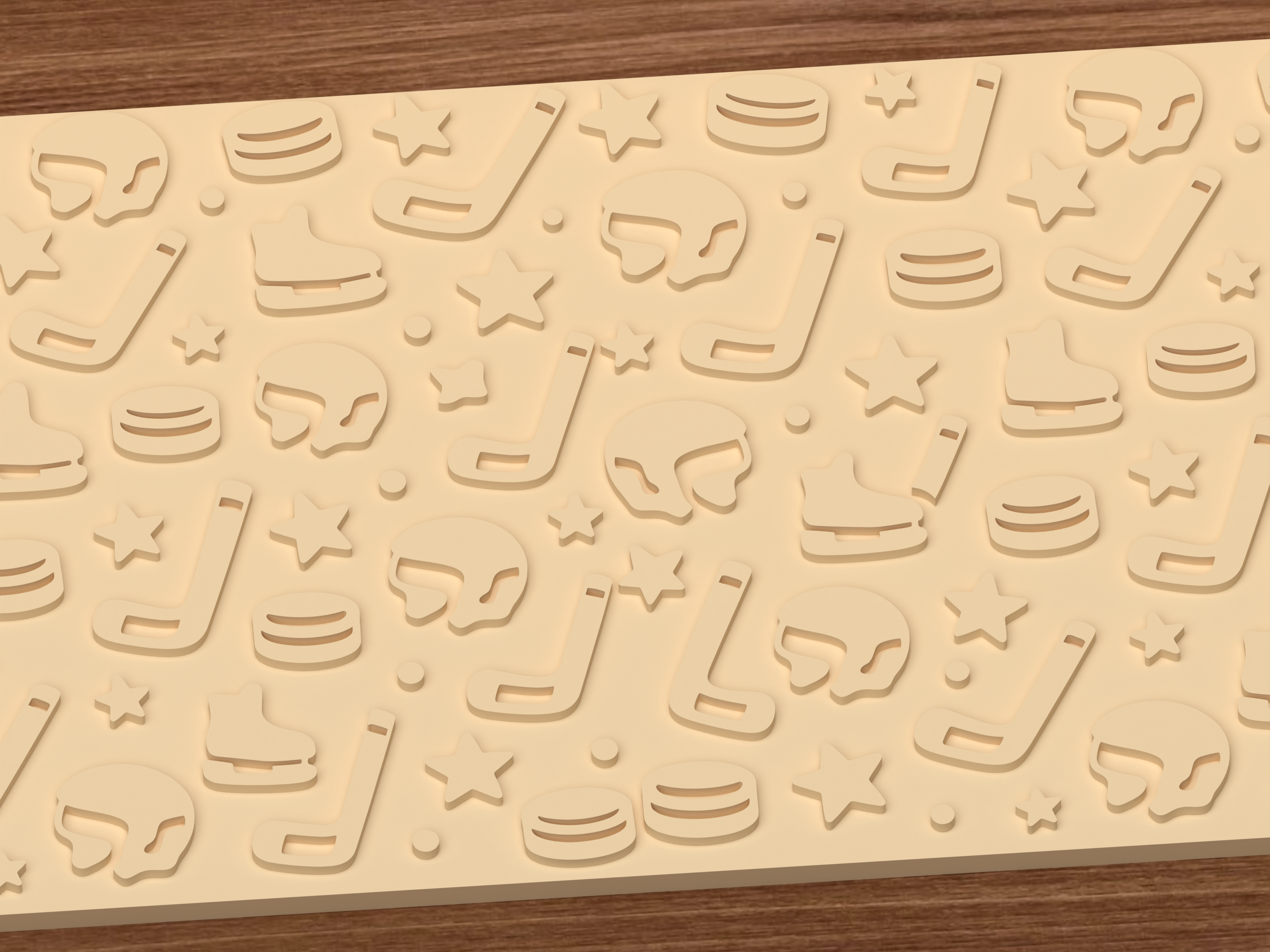 Ice Hockey Textured Roller STL File - 03 close detail emboss