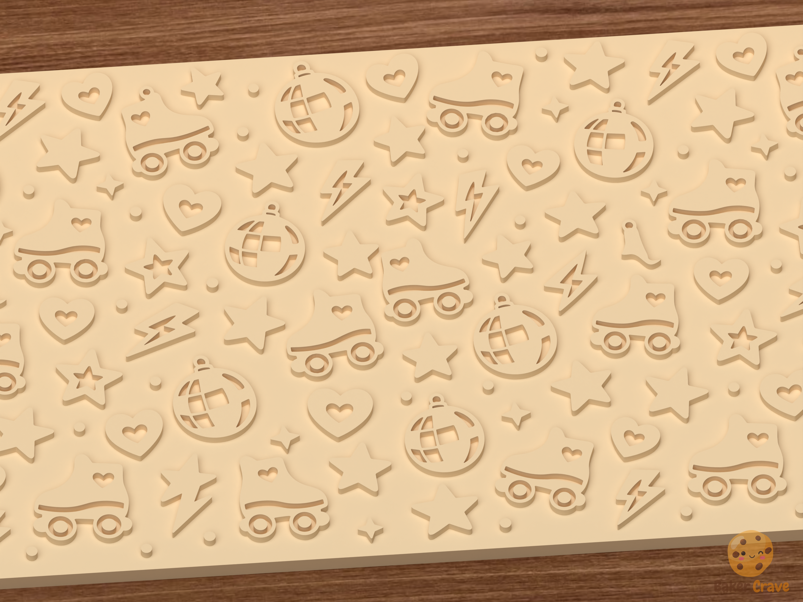 Retro Roller Disco Textured Roller STL File - 03 close detail emboss